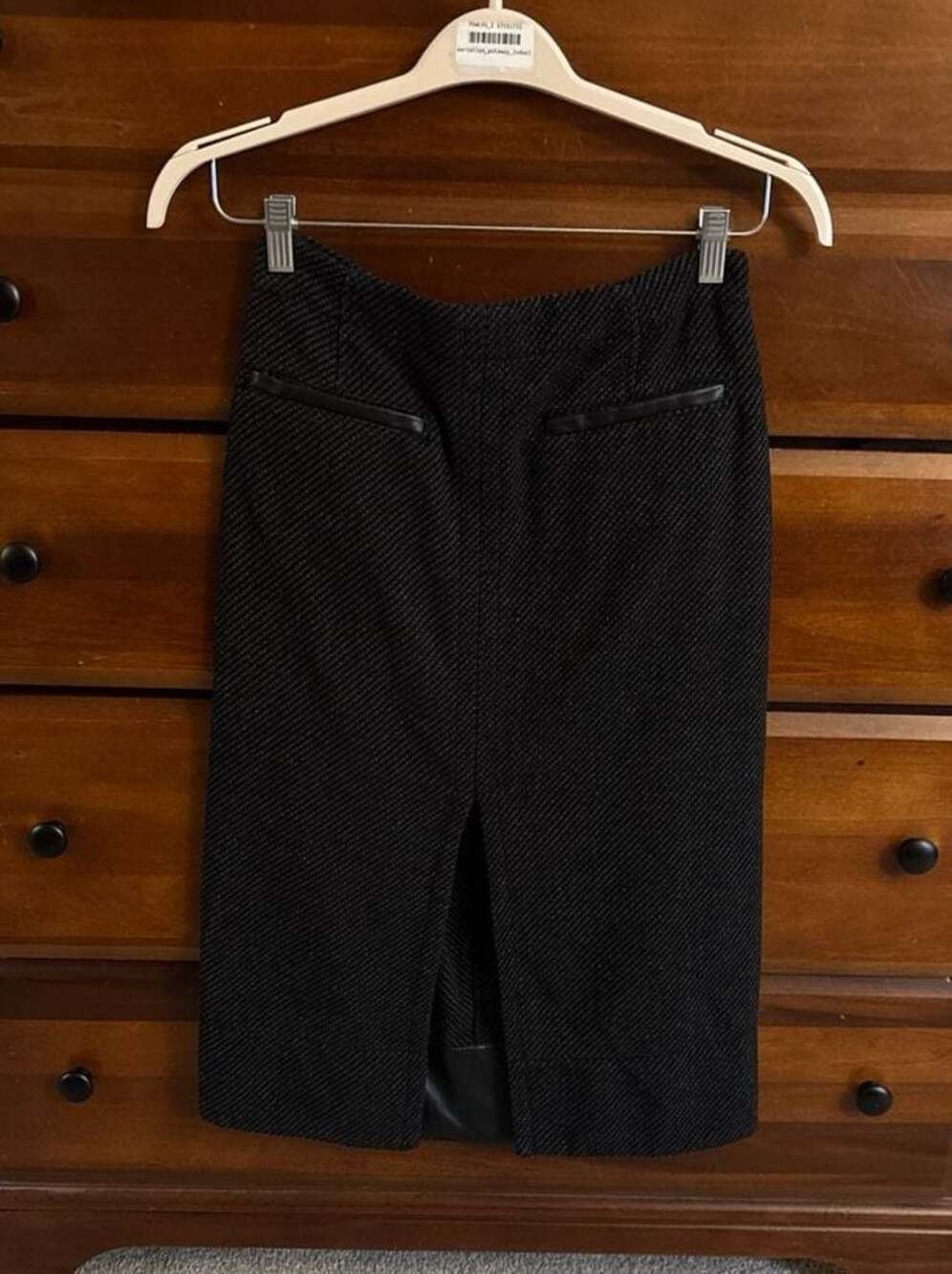 Proenza Schouler White Label Kingsley Black Twill Pencil Skirt with Faux Leather